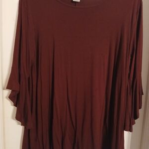 Women's Ruffle Sleeve Top - Brown